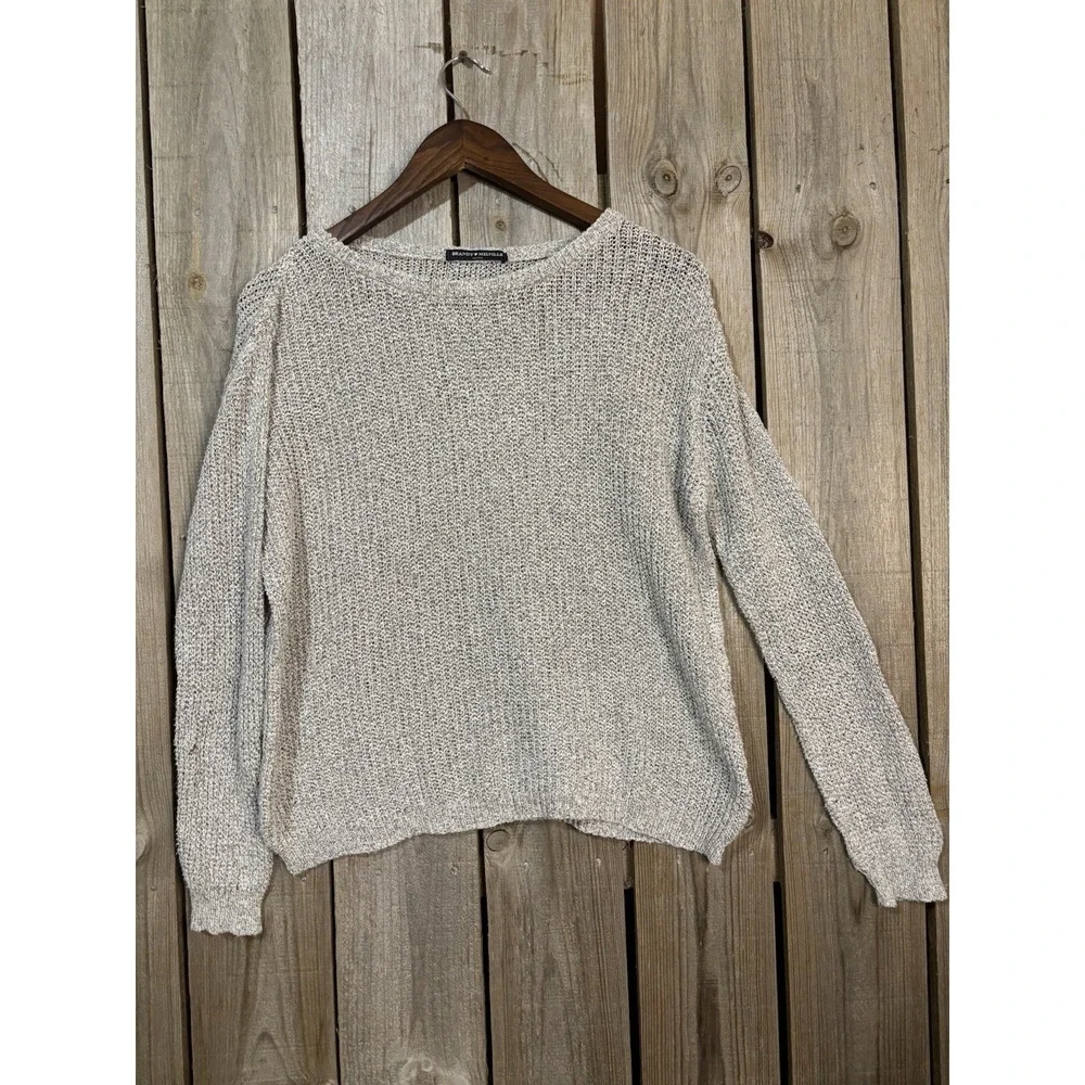 Brandy Melville OS‎ gray knit sweater 🤍 boxy fit made in Italy